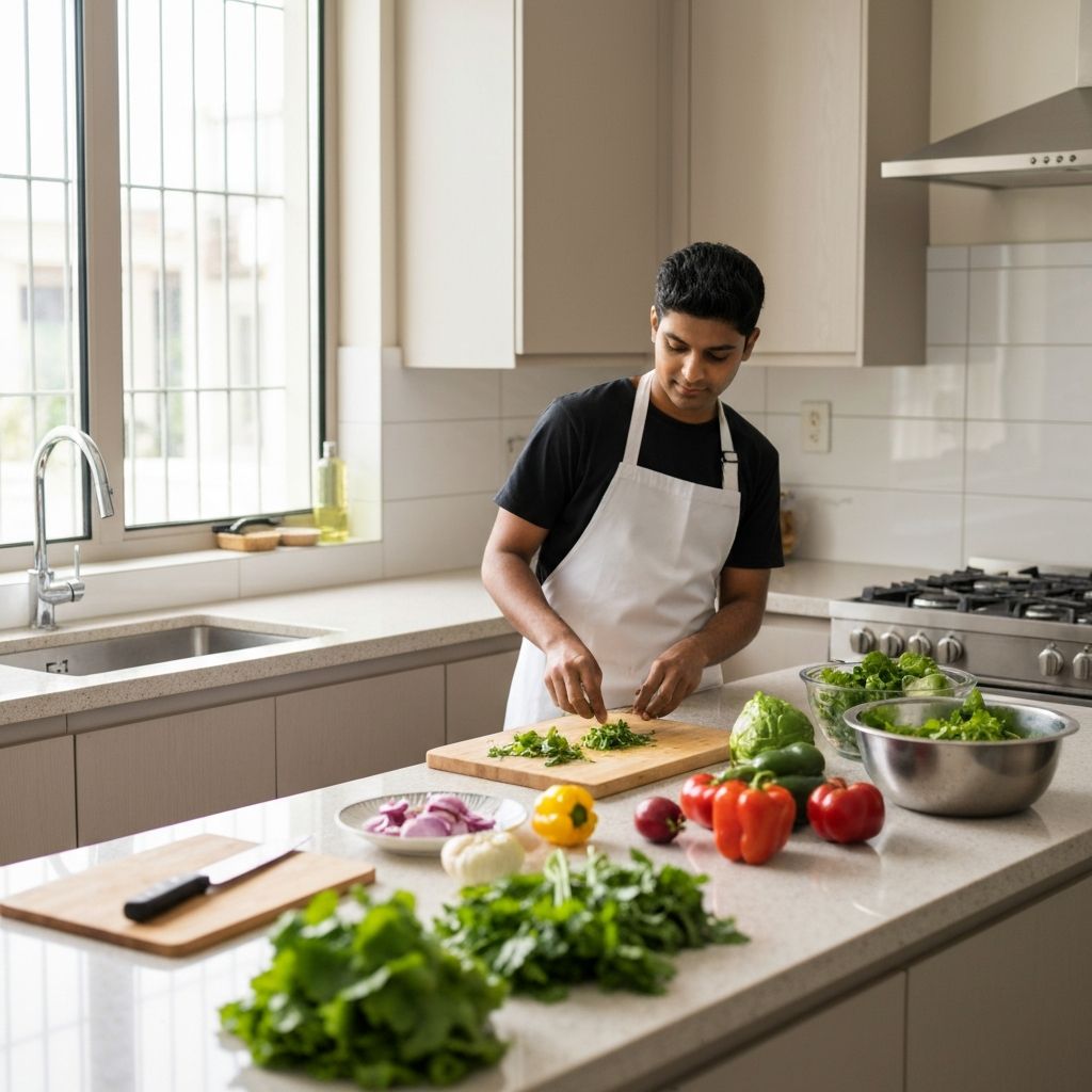 Tiszta konyha, friss élelmiszer gondos kezelésével